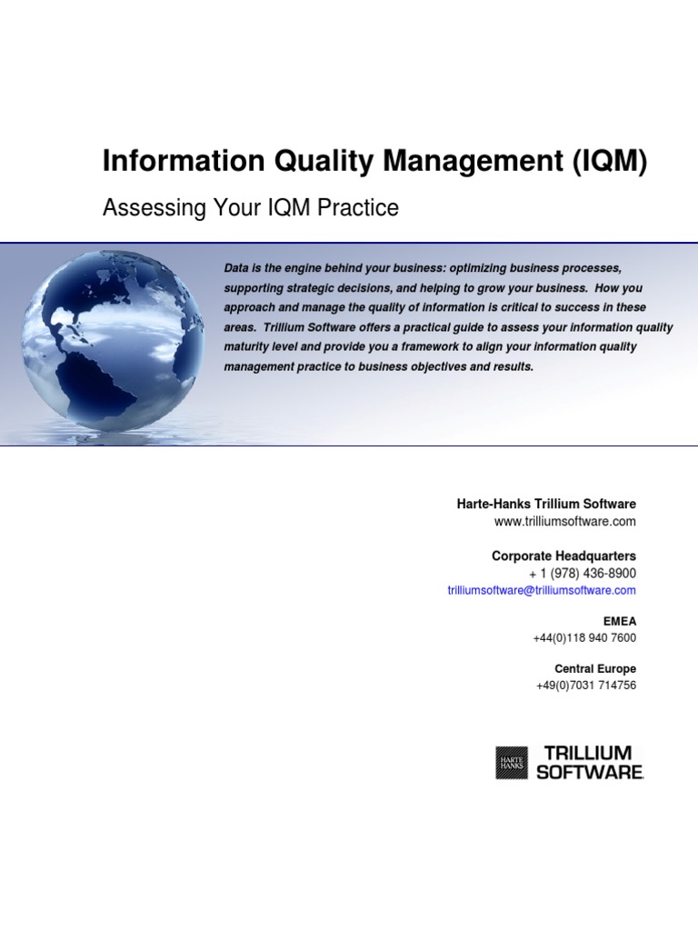 Information Quality Management (IQM) : Assessing Your IQM Practice ...