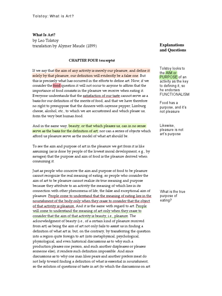 Tolstoy What Is ArT PDF Feeling Pleasure