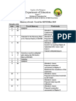 Department of Education: Itinerary of Work / Travel For September 2019 (Sample Only) Date Day Travel Itinerary Work/Tasks