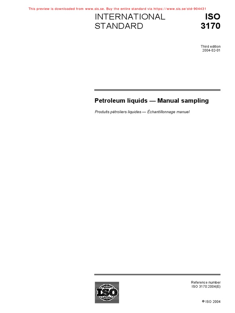 ISO - 3170 - EN. Petroleum Liquids - Manual Sampling | PDF ...