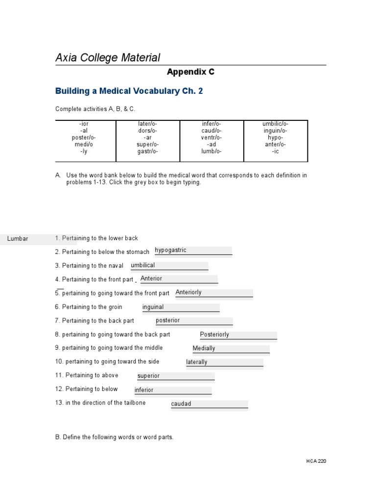 HCA220 Appendix C | PDF