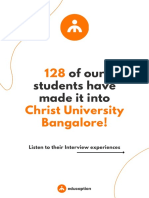 128 Christ University Bangalore!: of Our Students Have Made It Into