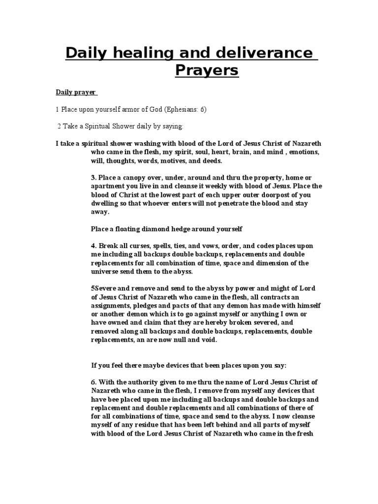 Daily Healing and Deliverance Prayers PDF Armor Of God Faith Healing