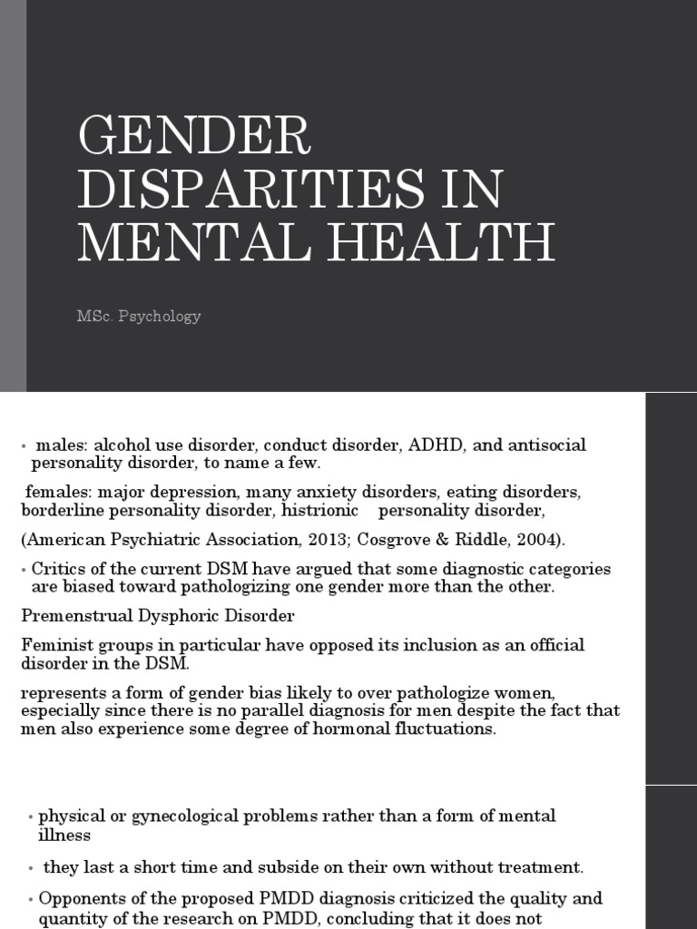 Gender Disparities in Mental Health | PDF | Mental Disorder | Major ...