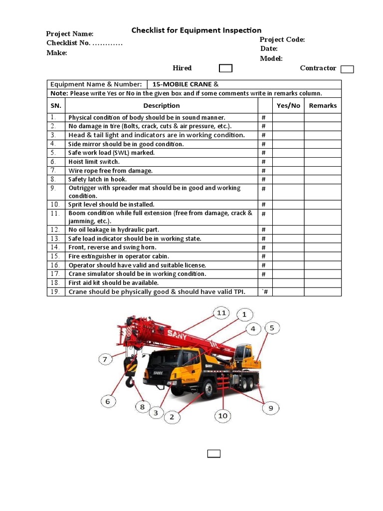 Checklist For Equipment Inspection | PDF | Business | Technology ...