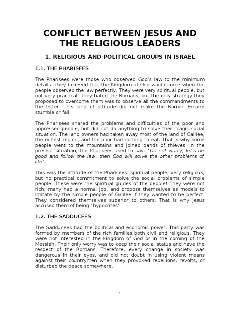 Jesus' Conflict with Religious Leaders | PDF | Pharisees | Resurrection ...