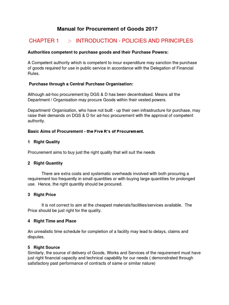 Procurement Manual for Goods 2017 | PDF | Procurement | Auction