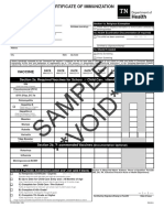 Sample VOID : Certificate of Immunization