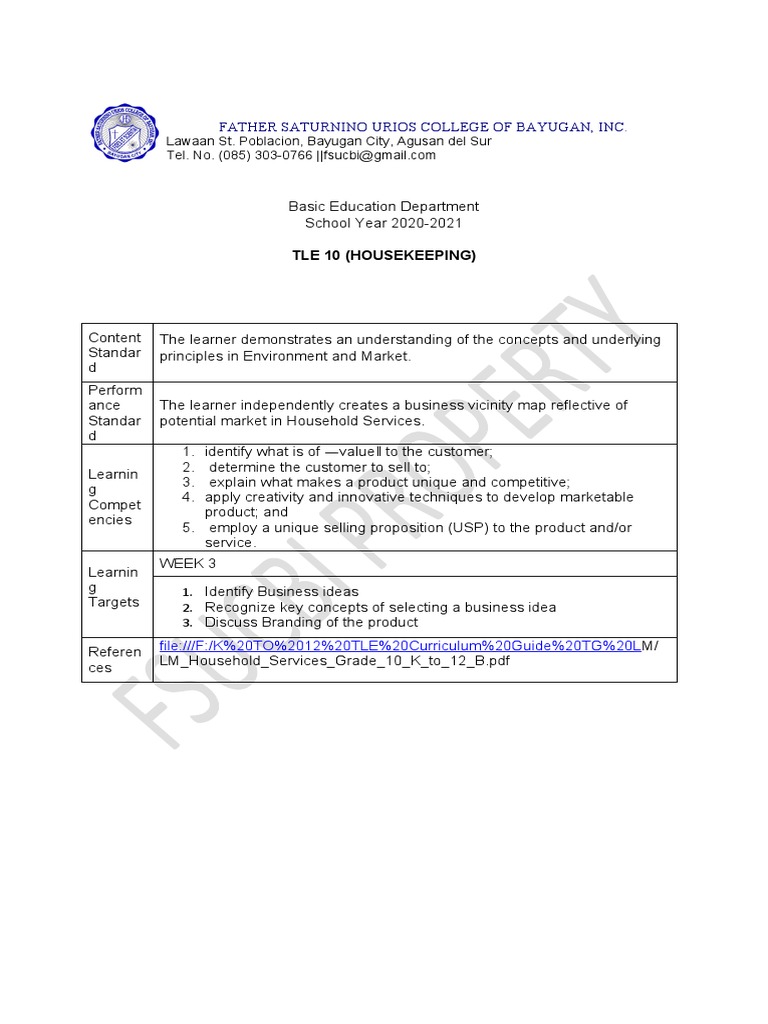 Week 3 Housekeeping PDF Swot Analysis Brand