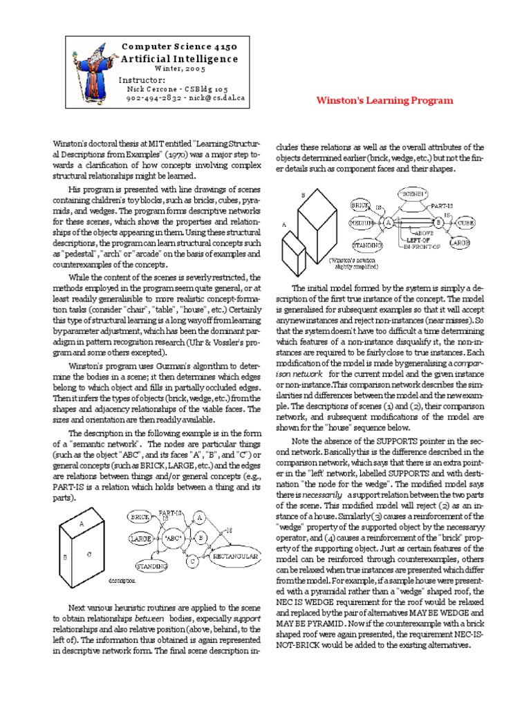 Winston Learning in AI | Download Free PDF | Concept | Area