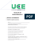 Practica No. 04 - Matrices y Deterrminates - Analisis Matematico I - Enero - Abril 2022