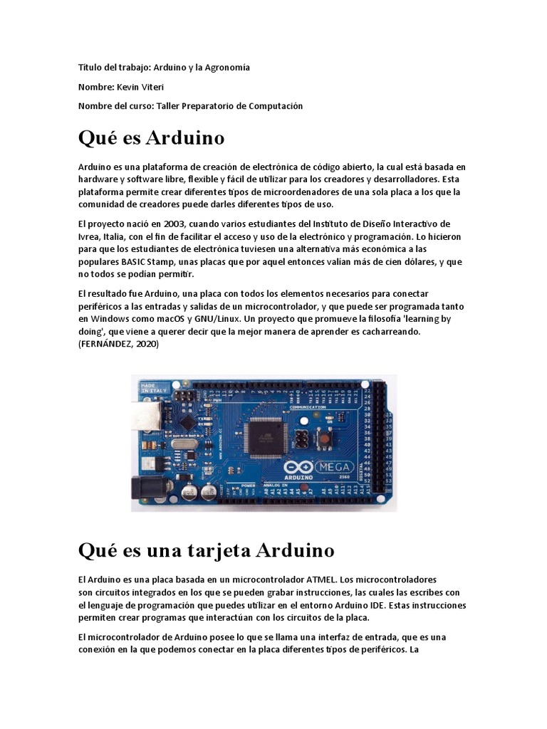 Arduino en Agronomía: Innovación y Uso | PDF | Arduino | Microcontrolador