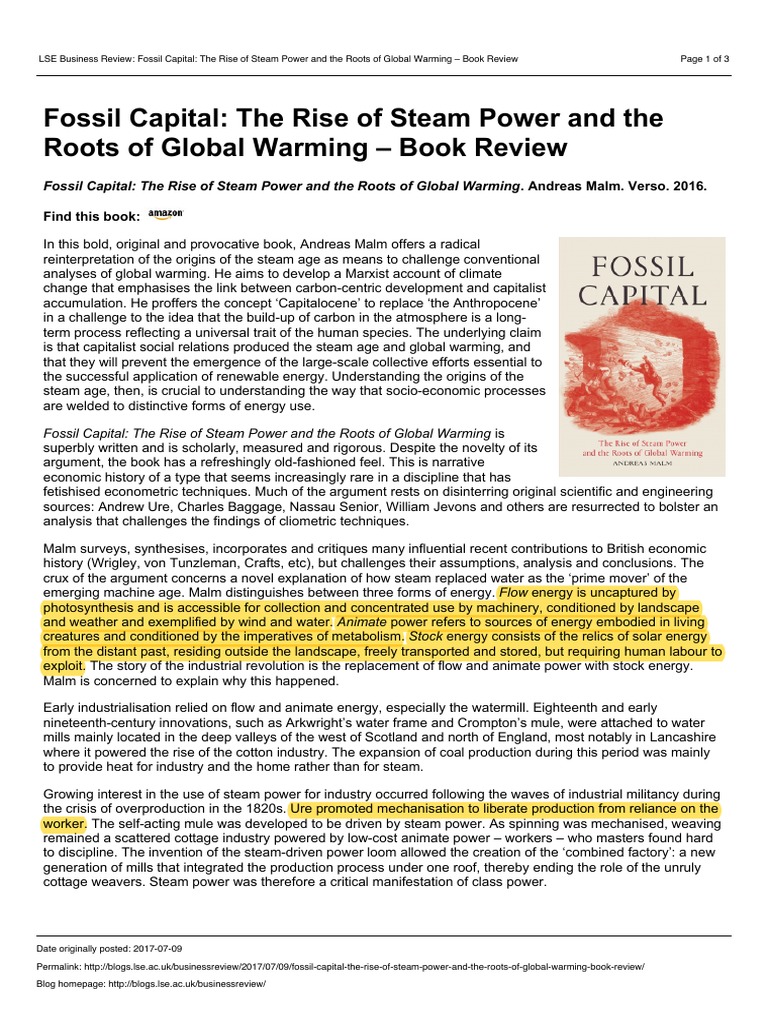 REVIEW Fossil Capital PDF Cotton Mill Climate Change