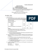 Test Series: November, 2021 Mock Test Paper - 2 Intermediate (New) : Group - I Paper - 3: Cost and Management Accounting