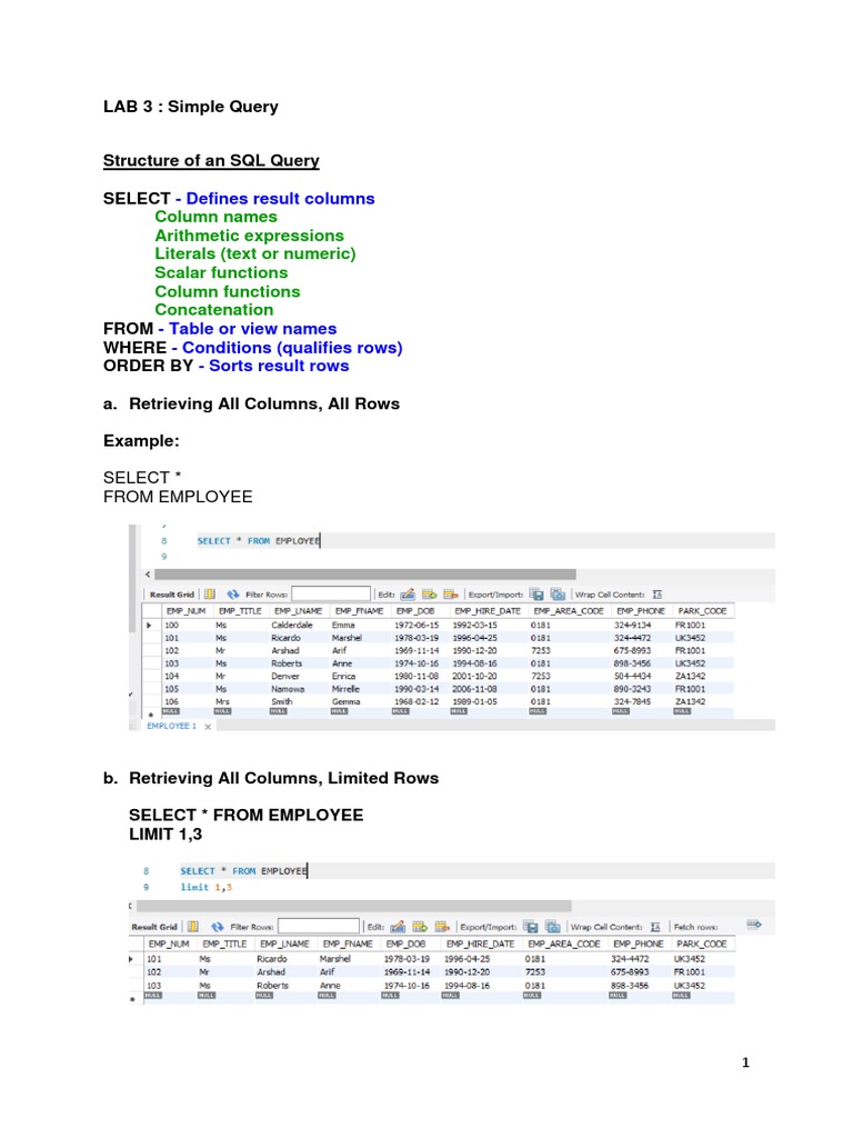 An In-Depth Exploration of SQL Queries and Operators for Retrieving and ...