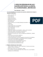 Lista de Prendas y Efectos Personales de Postulantes Aceptados A Las Unidades Academicas Gestion 2022