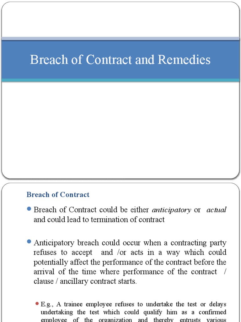 Breach of Contract: Types and Remedies | PDF | Damages | Breach Of Contract