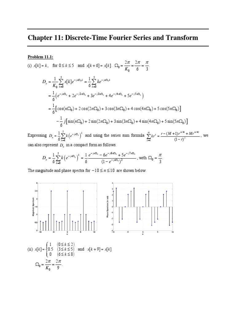 Chapter 11: Discrete-Time Fourier Series and Transform | PDF ...