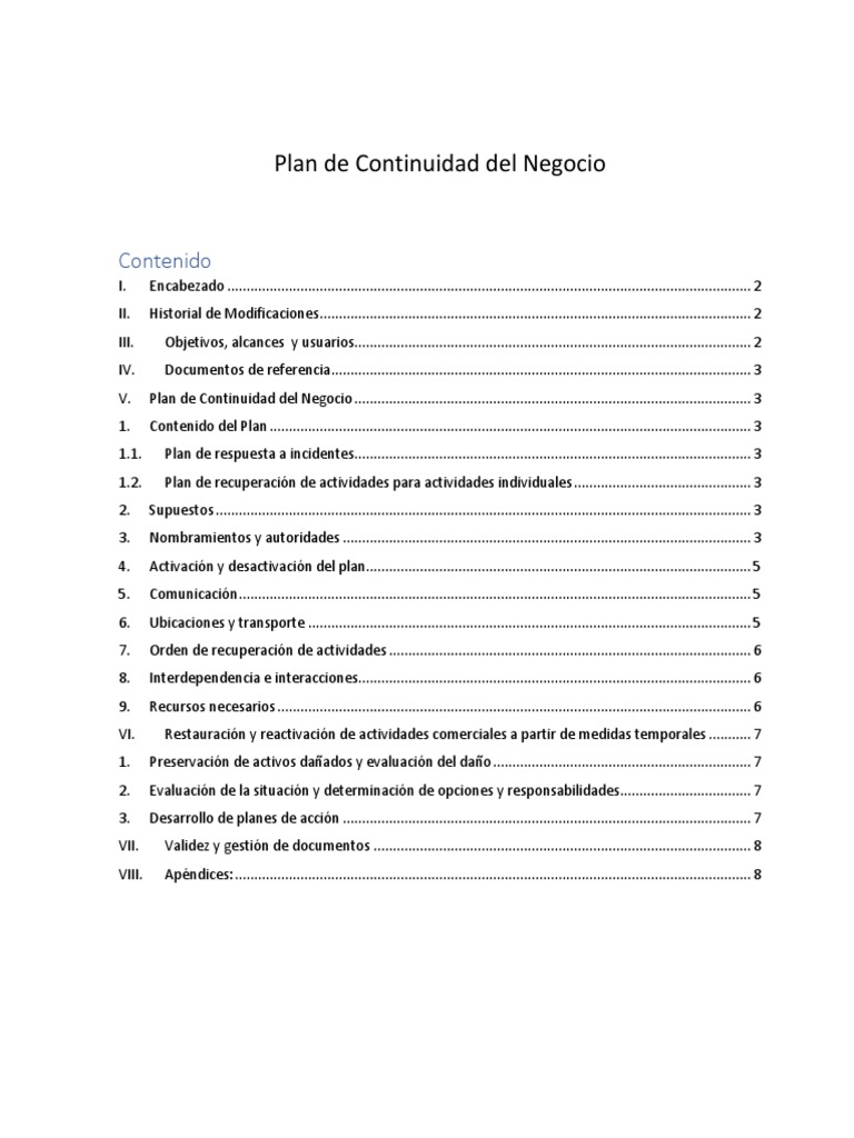 02) Plantilla Plan de Continuidad Del Negocio Guía | PDF | Bases de ...