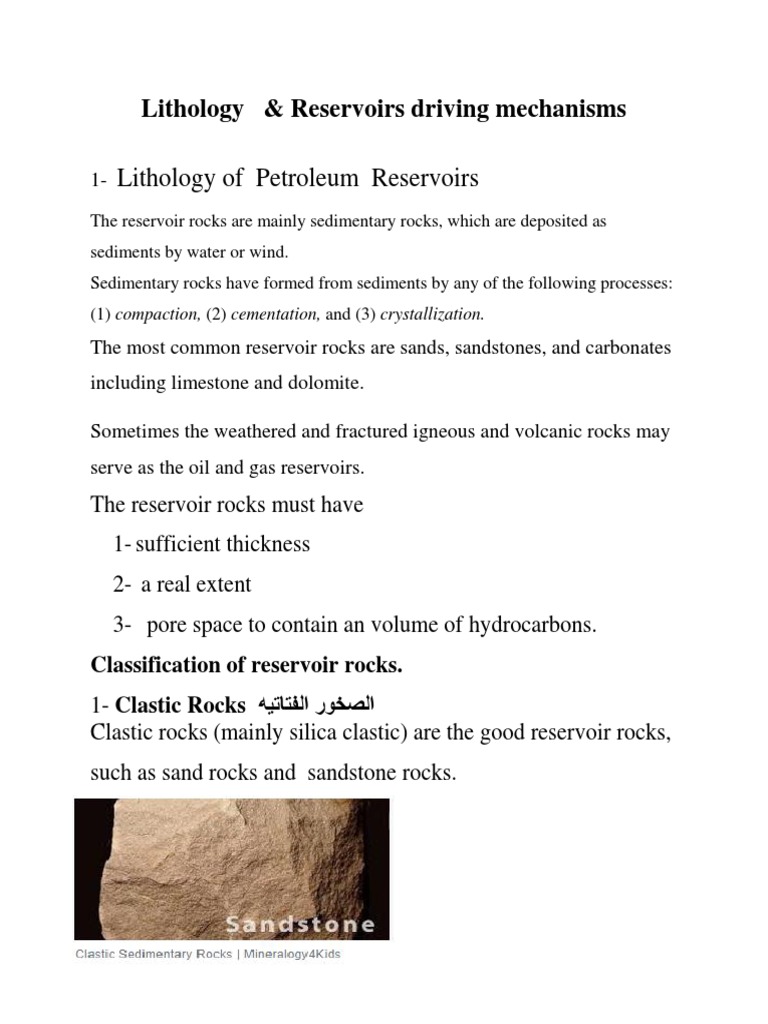 2 Reservoir Lithology PDF Petroleum Reservoir Rock (Geology)