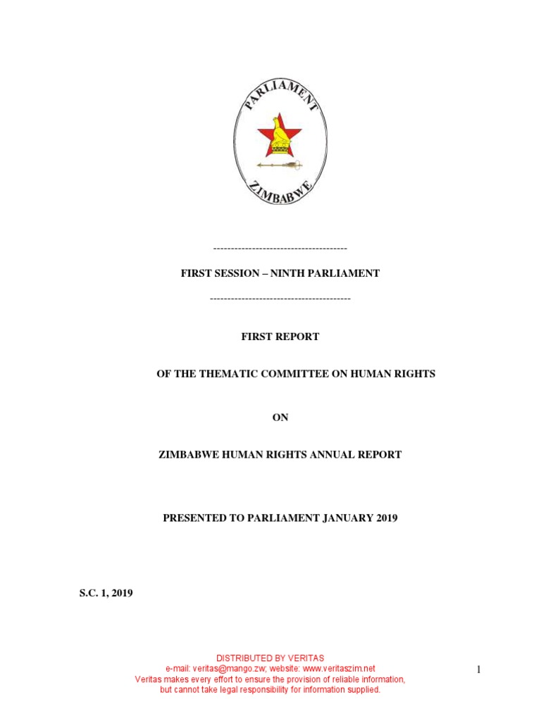 Zimbabwe Human Rights Commission Annual Report Promoting Human Rights