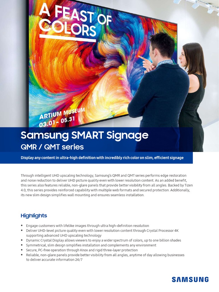 Samsung SMART Signage QMR / QMT Series PDF Hdmi Cpu Cache