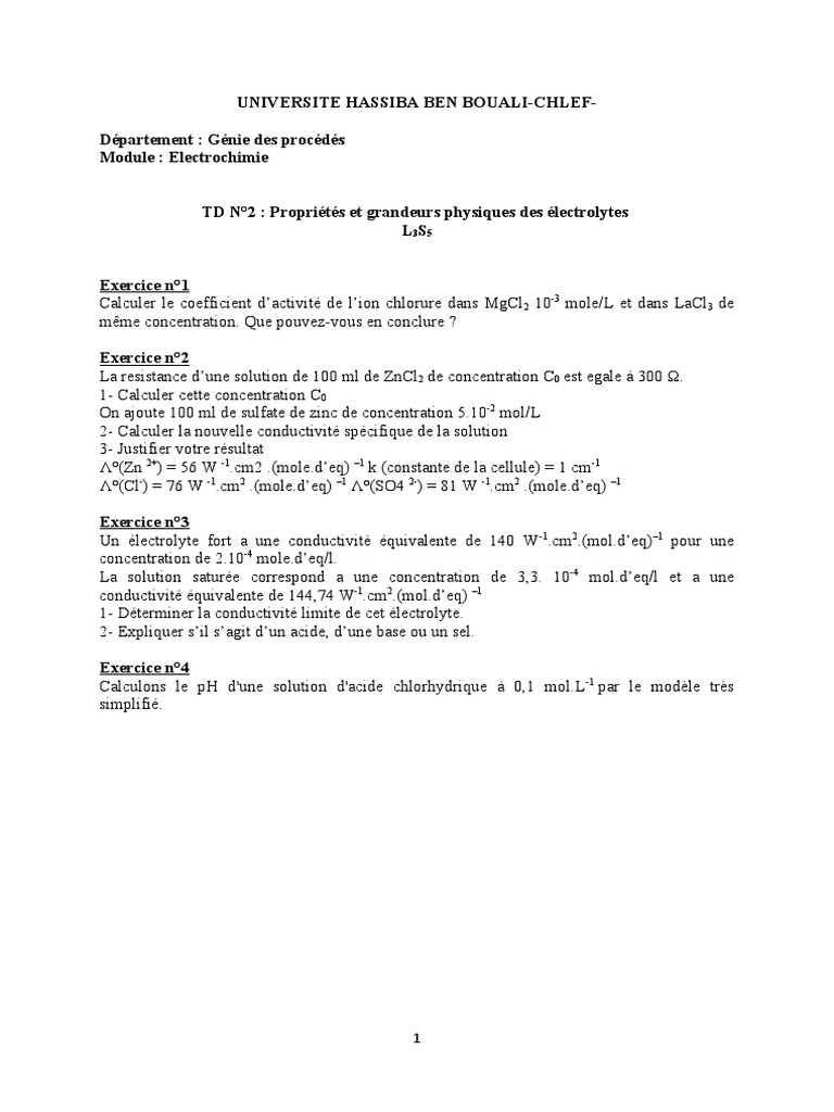Coefficient d'activité des électrolytes PDF Conductivité électrique — free download