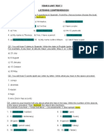 Year 9 Unit Test 1 Listening Comprehension