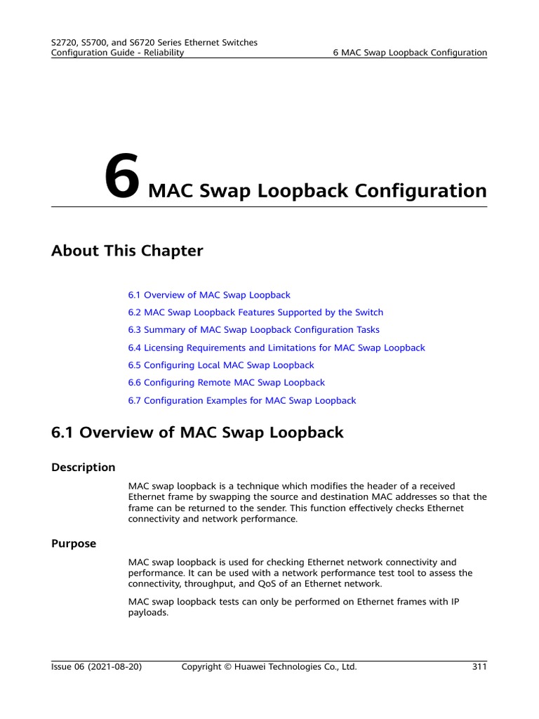 01-06 MAC Swap Loopback Configuration | PDF | Network Switch | Computer ...