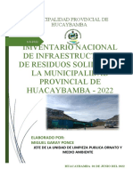Imventario Nacional de Infraestructuras de Residuos Solidos de La Municipalidad Provincial de Huacaybamba