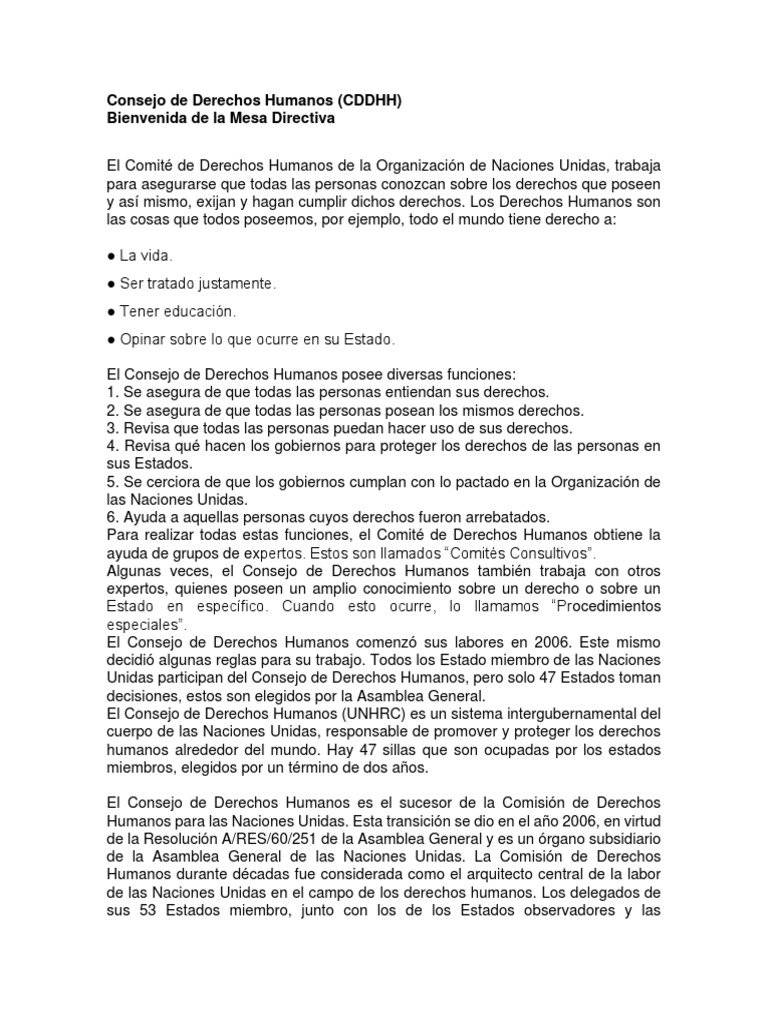 Consejo de Derechos Humanos | PDF | Naciones Unidas | Relaciones ...