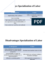 Advantages Specialization of Labor: To Management To Labor