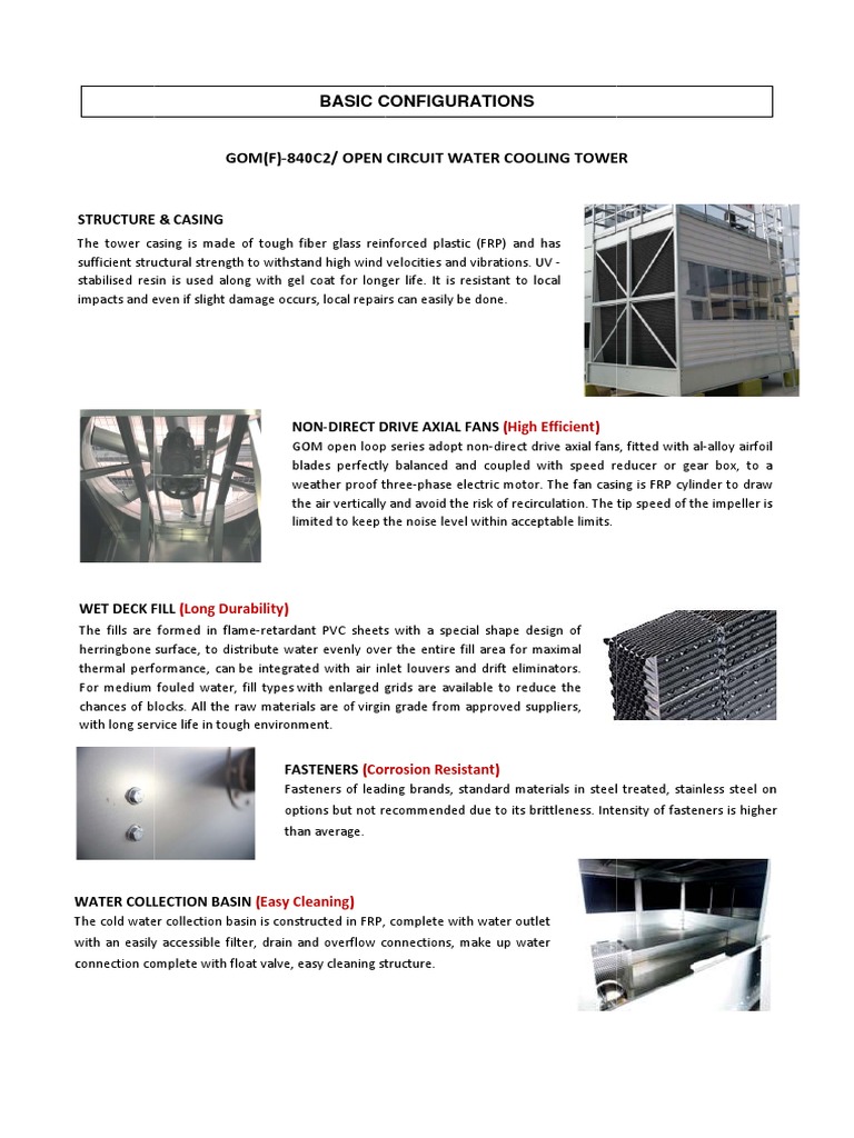 GOM(F)-840C2 Cooling Tower Specs | PDF | Water | Galvanization