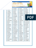 Spelling Bee List Middle School2022