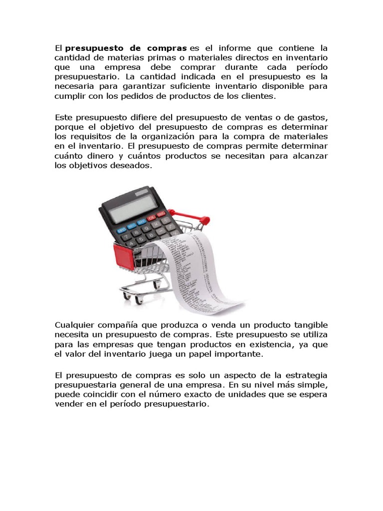 Presupuesto de Compras: Guía Esencial | PDF | Presupuesto | Inventario