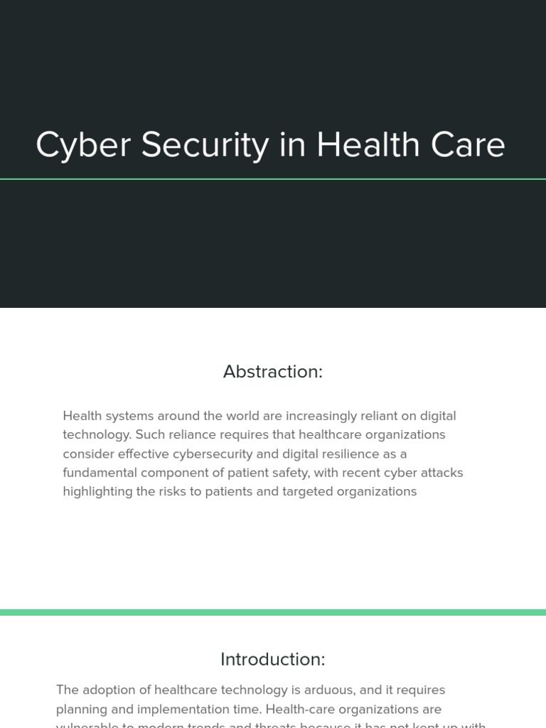 Cybersecurity In Health Care Pdf Security Computer Security