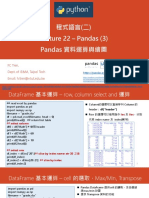 程式語言 (二) Lecture 22 - Pandas (3) Pandas 資料運算與繪圖: FC Tien, Dept. of IE&M, Taipei Tech Email: fctien@ntut.edu.tw