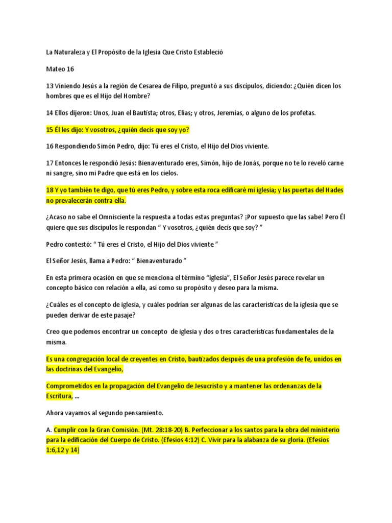 Propósito y Naturaleza de la Iglesia de Cristo | PDF