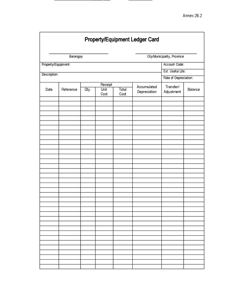 Property/Equipment Ledger Card Guide | PDF | Depreciation | Accounting
