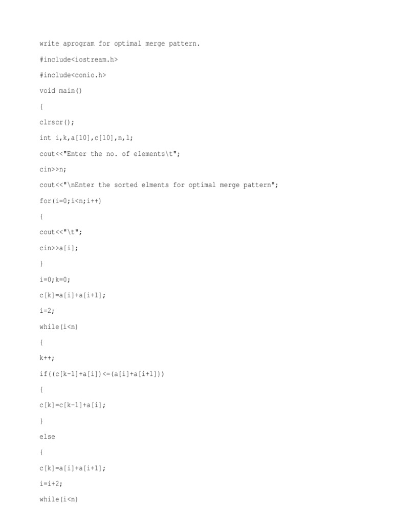 Optimal MERGE PATTERN