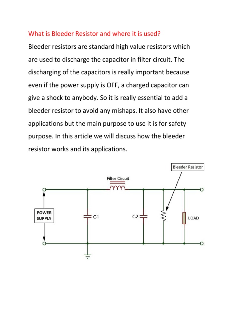 What Is Bleeder Resistor and Where It Is Used? PDF Capacitor Resistor