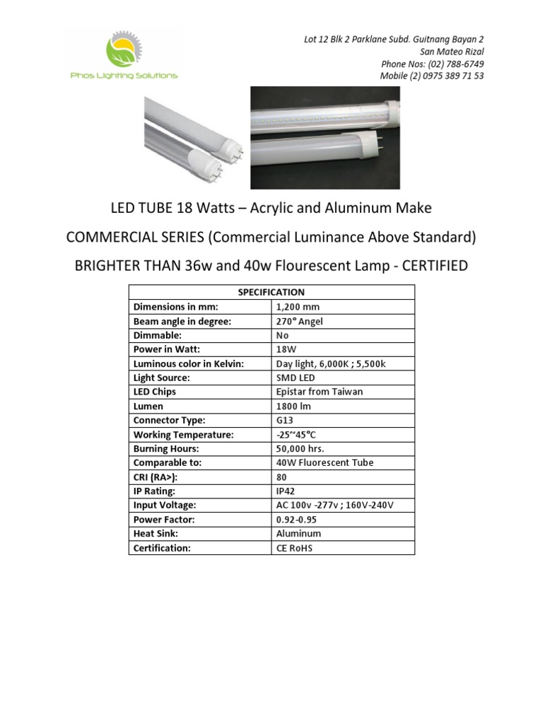 LEDLightsCustomizedSpecifications (Datasheet) PDF Fluorescent