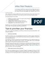 Tips To Prioritise Your Finances