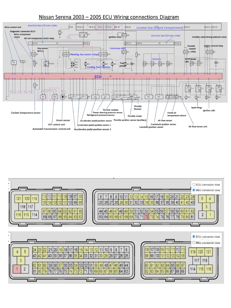 Nissan Serena C24 2003 ECU Wiring Diagram Connections & Voltages PDF