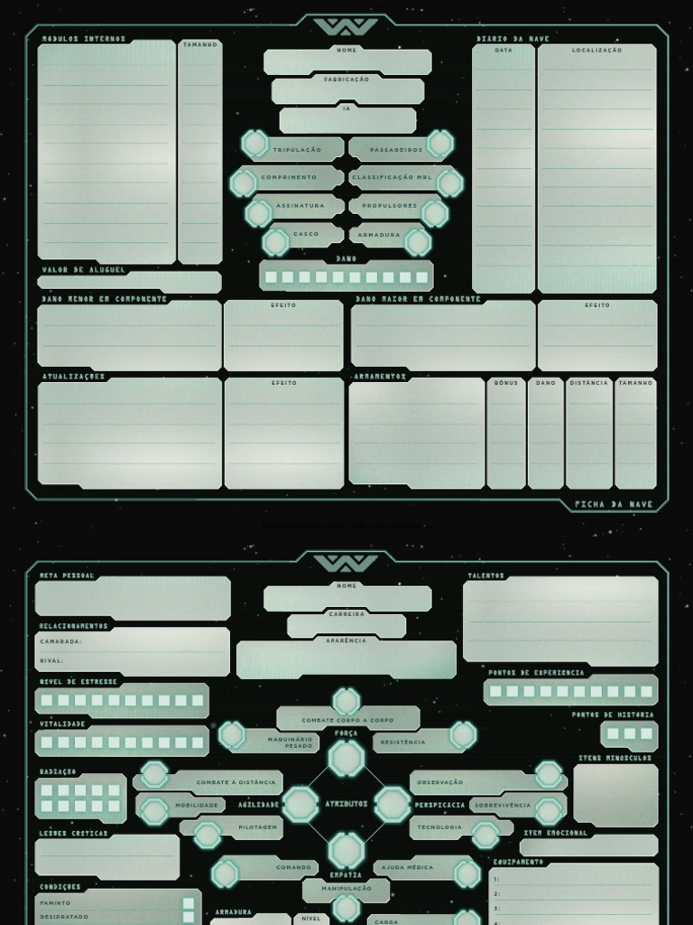 Ficha de Personagem para Alien RPG | PDF
