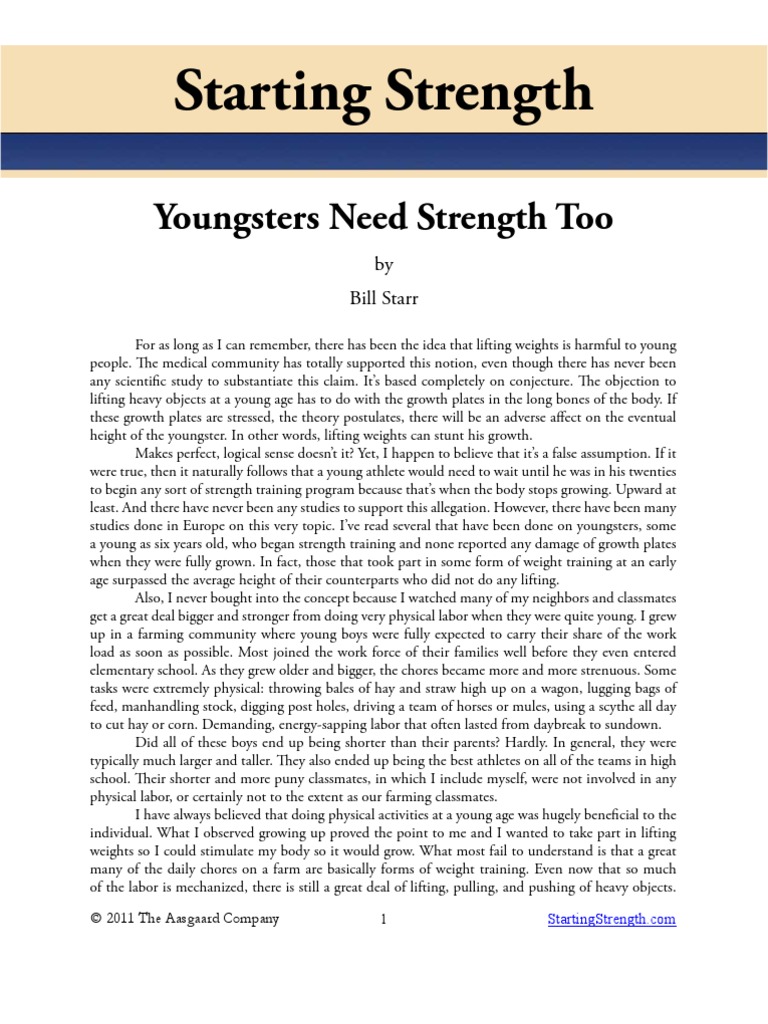 Starting Strength: Youngsters Need Strength Too | PDF | Weight Training ...