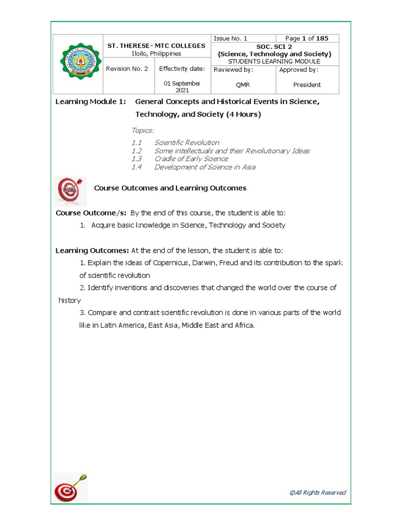3a Soc Sci 2 Prelim | PDF | Science | Scientific Revolution