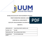 BJMQ 3113 Quality Management System FIRST SEMESTER 2020/2021 (A201) Individual Assignment Quality Management System Audit Group A
