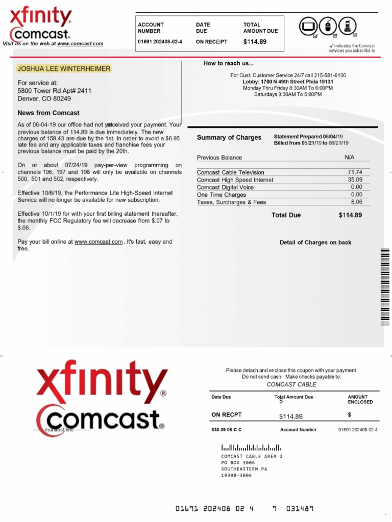 Xfinity Bill PDF