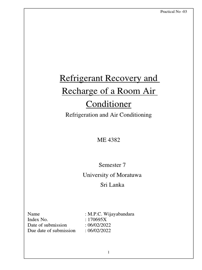 Procedures and Precautions for Recovering, Evacuating, and Recharging